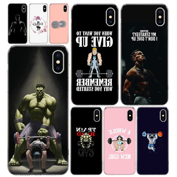 

bodybuilding gym fitness phone case cover for iphone 11 pro 7 6 x 8 6s plus xs max + xr 5s se 10 ten art tpu coque capa shell