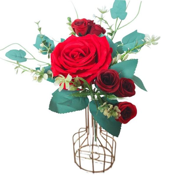 

decorative flowers & wreaths european retro rose artificial silk peony bouquet bride holding fake flower home wedding decoration potted