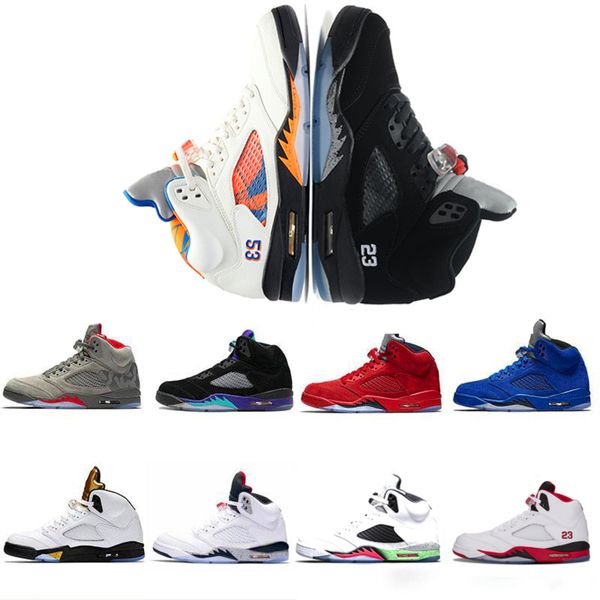 

5 5s wholesale v og black metallic gold white cement man basketball shoes blue suede olympic metallic fire red sports sneakers trainer, White;red