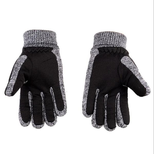 

real pigskin leather gloves skid thicken fleece warm cotton winter long gloves male leather, Blue;gray