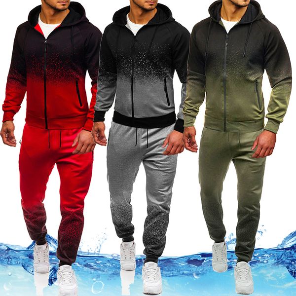 Neue Mode Männer Set Zipper Hoodies + Hosen Sets Männliche Trainingsanzug Männer Casual Slim Fit Sportswear Männliche Marke Sweat Shirts kleidung 201123