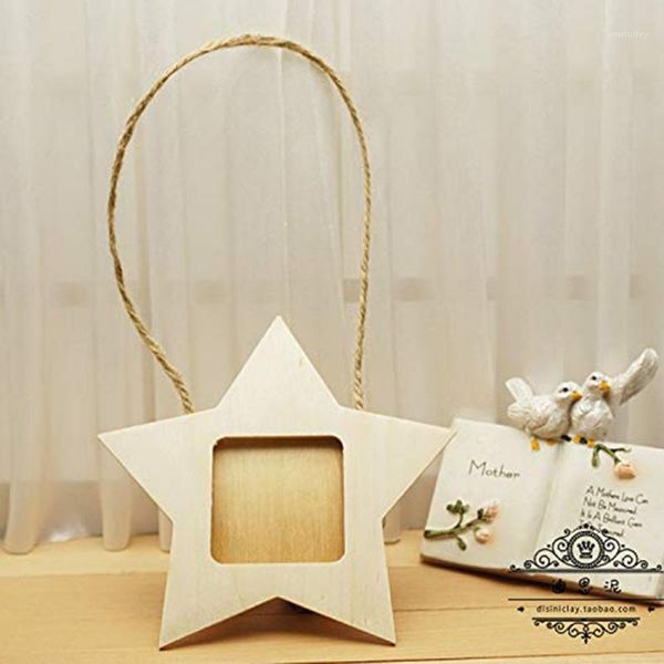 

frames 10pcs christmas diy wooden po frame hanging paper picture holder wall decoration five-pointed star party booth propsss1