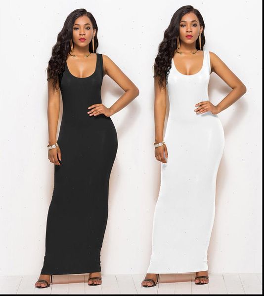 

14 colors women summer tank dress 2021 fashion sleeveless bodycon evening party club long dress women clothes plus sixe 3xl, Black;gray