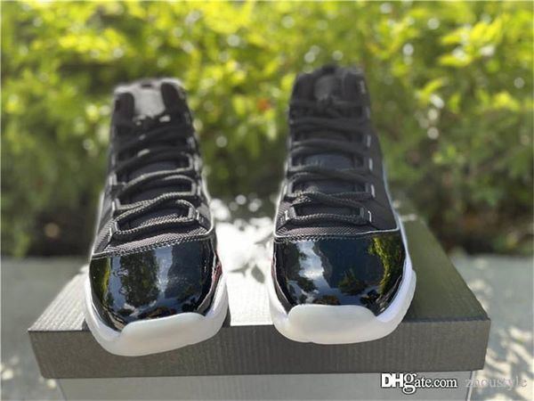 

air authentic 11 jubilee 25th anniversary sports shoes black white metallic silver real carbon fiber retro men sneakers with original box