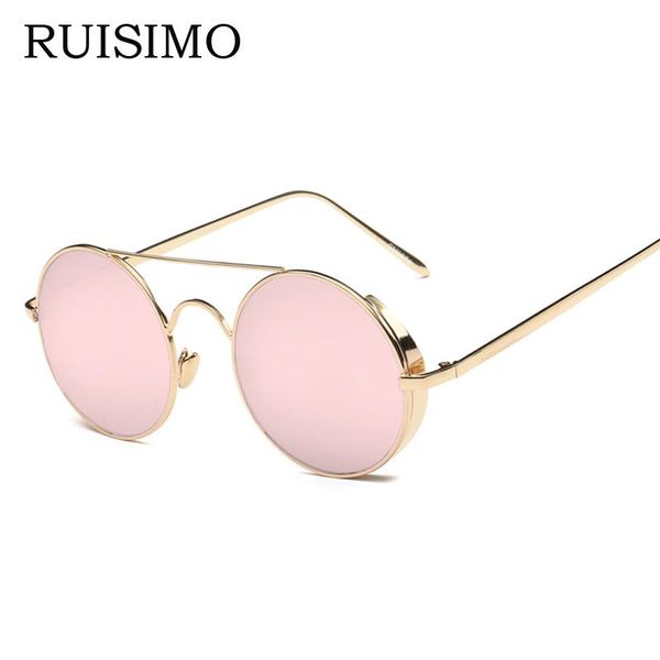 

sunglasses steampunk round women steam punk circle men female brand metal mirror lenses sun glasses for male retro de sol, White;black