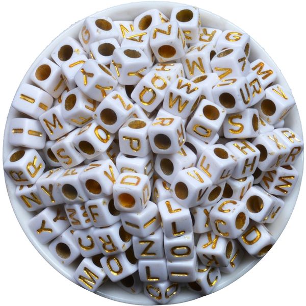 200 pcs moda 35 estilos Forma quadrada 6x6mm misturado colorido letra acrílica grânulos para bandas de lói diy pulseira de encaixe de jóias Y200730