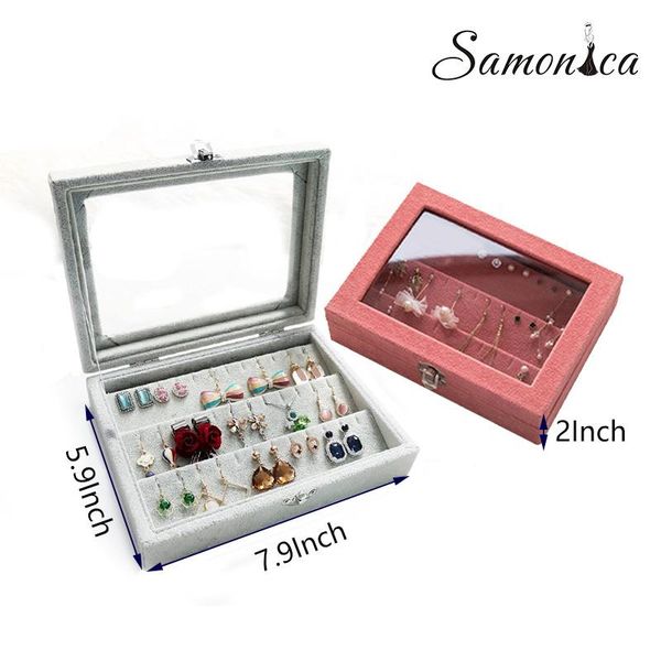 

new fashion gray/pink velvet earring jewelry display jewelry storage manager earring organizer box box, Pink;blue