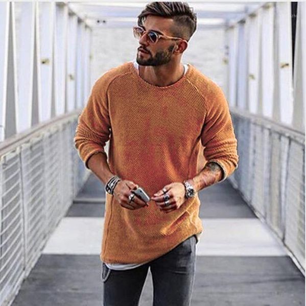 

men's solid-color fashion european-american knit sweater round-neck long-sleeved blouse sweater to keep out cold and keep warm1, White;black