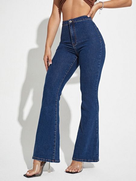 

high waisted flare leg jeans z0to#, Blue
