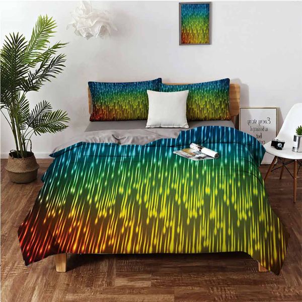

galaxy universe outer space inspired technical neon rain modern abstract art printbedding 3-piece set