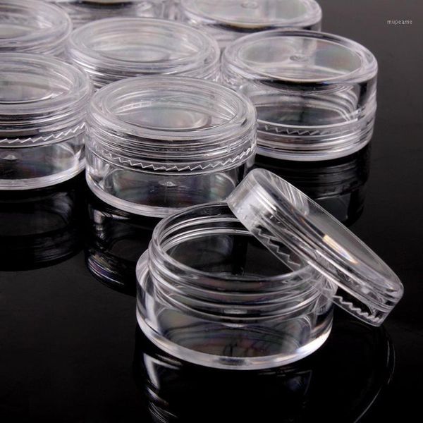 

storage bottles & jars 100pc 2/3/5g sample clear cream jar mini cosmetic containers transparent pot for nail arts small can tin for1
