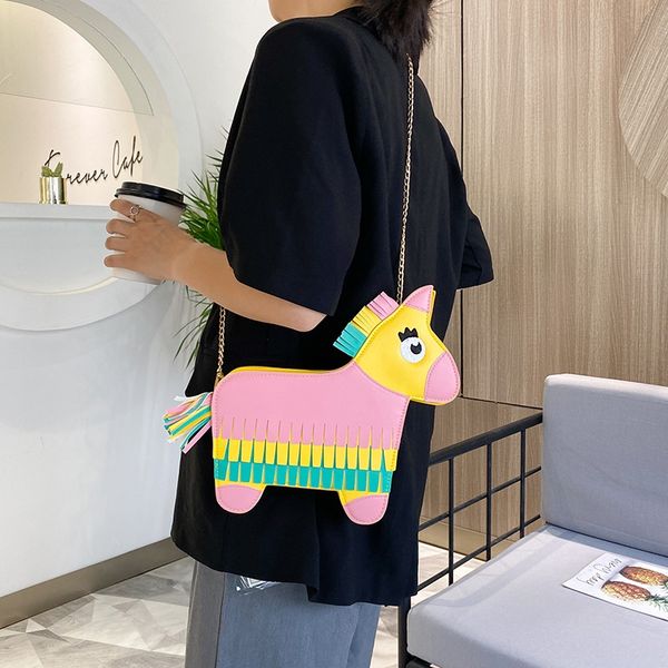 

2020 лета новой творческая и смешной личность радуга пони crossbody моды цветовой контраст pu для сумки bagshoulder сумки на плечо bagwomen