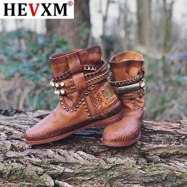 

fashion women ankle boots low heels boots vintage pu leather gladiator booties rivets buckle deco woman casual botas mujer, Black