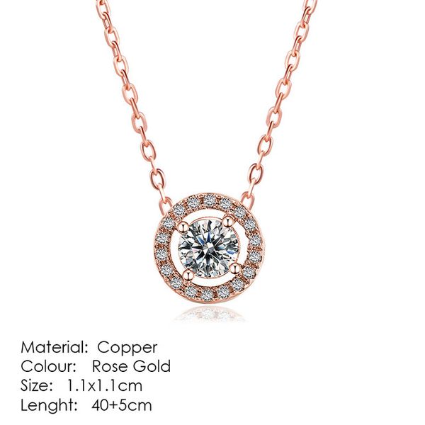 

корейская версия классической женской кулонки ожерелье с цирконом микроиннадом настоящих золотых украшений, Silver