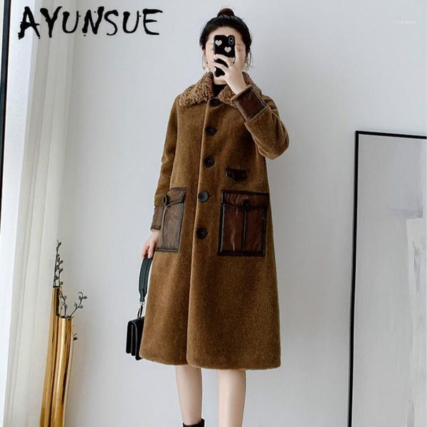 

real fur coat women winter coat women clothes 2019 new sheep shearing 100% wool jacket parka real fur jacket bgs80767 yy23581, Black