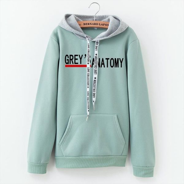 

lanshanque hoodies women 2020 autumn greys anatomy letter printing color matching sweatshirt fashion cotton women, Black