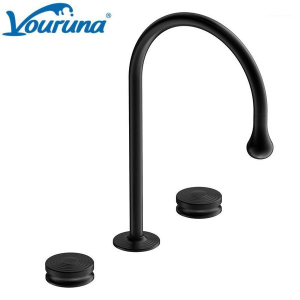 

vouruna luxurious 3-holes wash basin mixer water tap 8 inch widespread bathroom faucet1