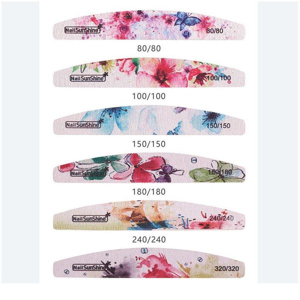 

new nail file flower printed nail buffer block colorful lime a ongle 80/100/150/180/240/320 manicure tools nail ca jllpbp