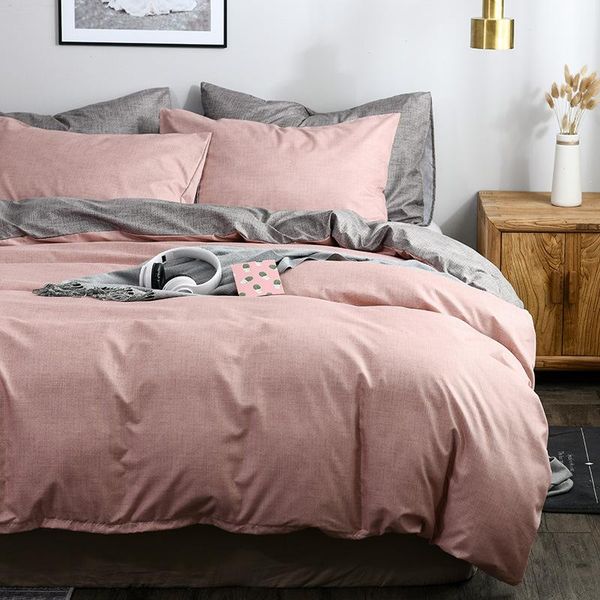 

oloey classic bedding set solid color duvet cover sets quilt covers pillowcases european size king  gray blue pink green