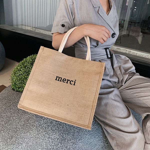 

hbp non-brand korean dongdamen letter hemp canvas bag women's 2020 new versatile handbag tote bag shopping bag trend sport.0018