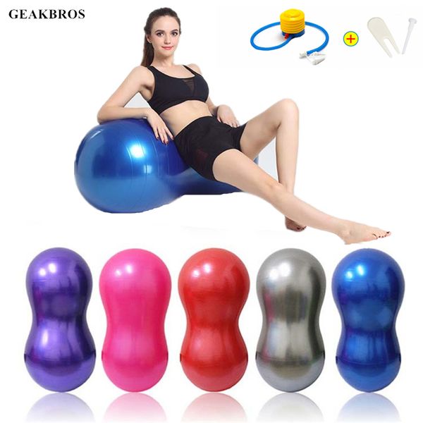 

sports yoga balls pilates peanut fitness ball gym exercise balance fitball exercise pilates workout massage ball with pump