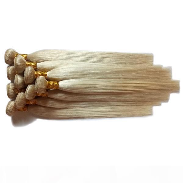 

european virgin human hair weaves blonde #613 double weft indian peruvian remy hair unprocessed straight brazilian human hair in stock, Black