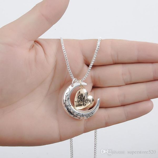 

heart love to the i high you quality moon and back mom pendant necklace mother day gift wholesale fashion jewelry1wk2