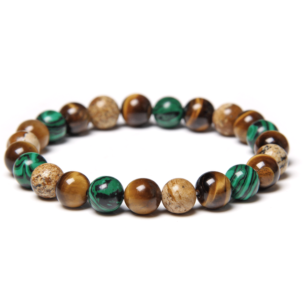 

beaded, strands handmade men bracelet natural tiger eye malachite stone beads 8mm round jaspers beaded yoga for women male, Black