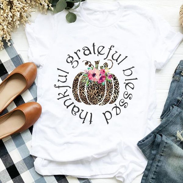 

women lady cartoon pumpkin floral cute thanksgiving fall halloween tshirt shirt clothes graphic female t tee womens t shirt, White