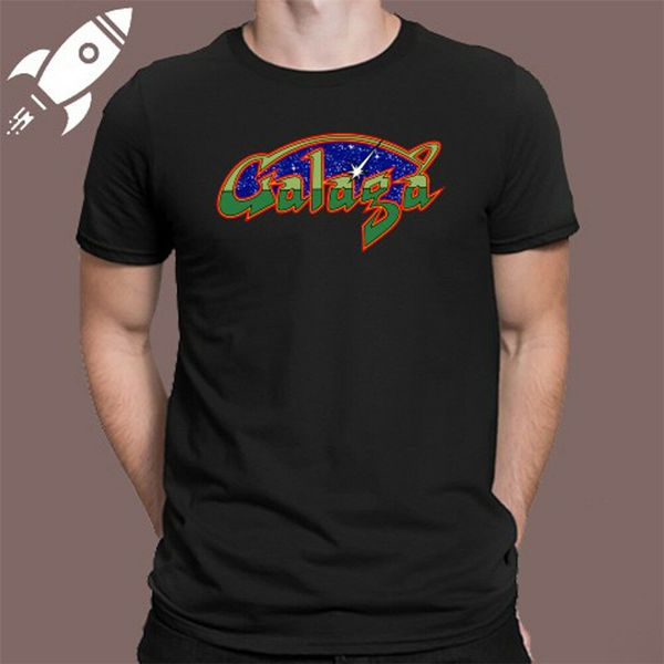 

galaga retro game logo men's black t-shirt size s m l xl 2xl 3xl graphic tee shirt sport hooded sweatshirt hoodie