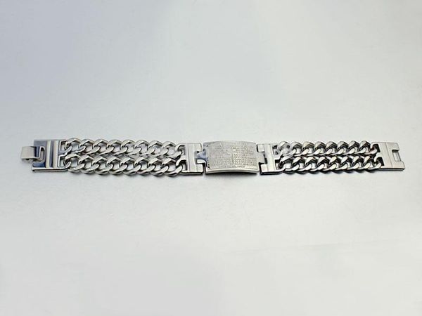 

men's cool bangle stainless steel cross bible double chain card id bracelet 18mm ing, Black