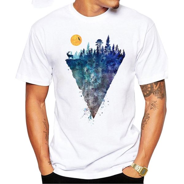 

2019 men's fashion sunrise eagle forest printed short sleeve novelty design cool tee hoodie designers t shirts sweatshirt
