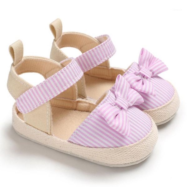 

first walkers baby girl summer striped bow shoes born infant girls soft crib infants anti-slip sneaker prewalker 0-18m1