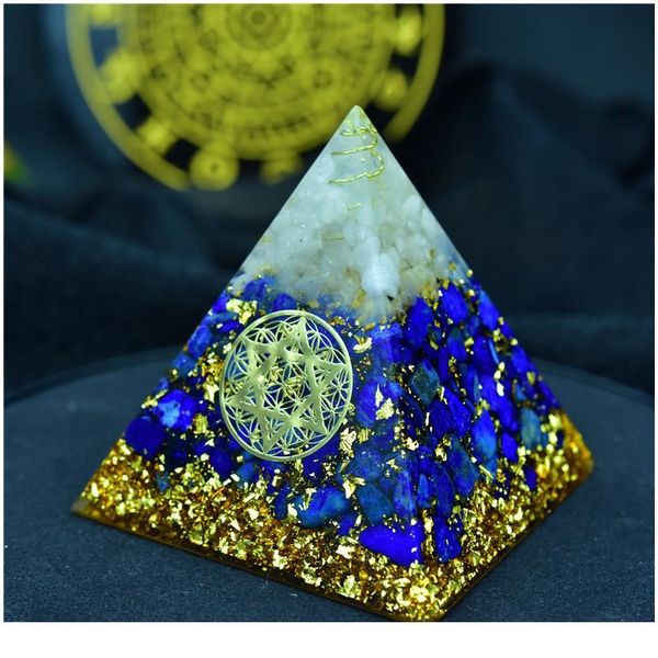 

aurareiki orgonite pyramid sahasrara chakra aura white crystal lapis resin crafts growth wisdom charm pyramid jewel qylmrp, Black