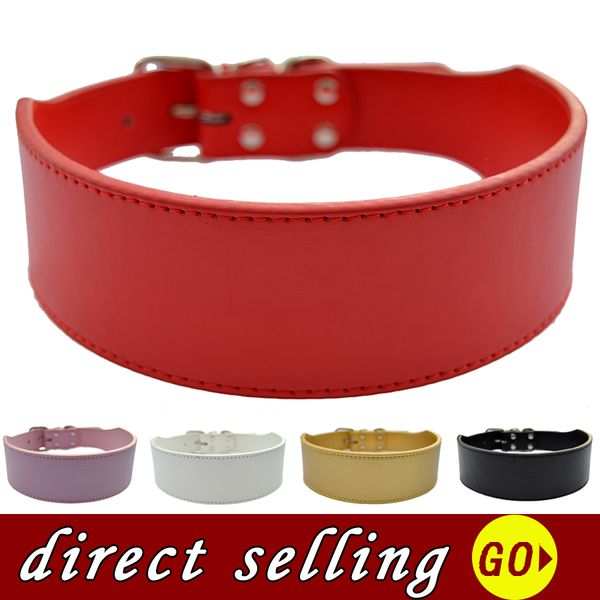 Große Hundehalsbänder, 5,1 cm breit, Pu-Lederhalsband, weiß, schwarz, rot, rosa, goldfarben, mittelgroße Haustierprodukte