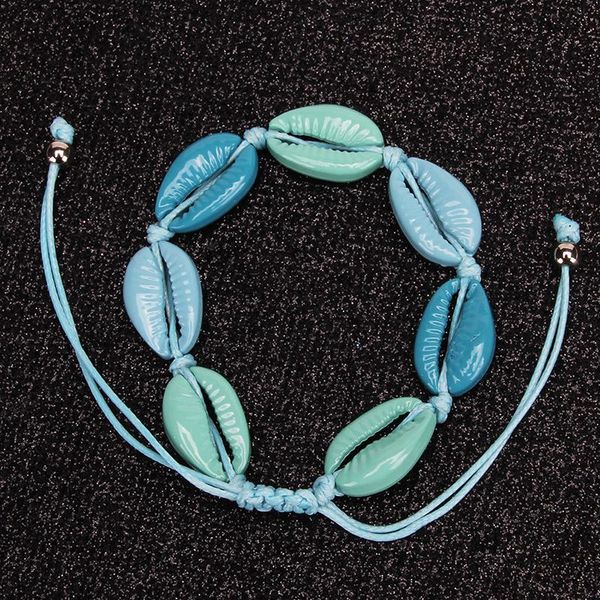 

rainbow color fashion seashell bracelet bohemia hand woven bracelet adjustable women bracelets fasion jewellery, Black