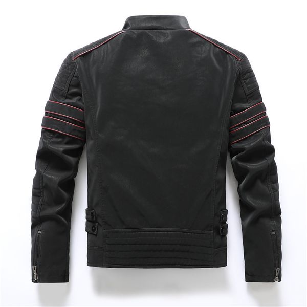 

2021 new men fashion pu coats mens autumn back skull embroidery motorcycle faxu leather jackets outwear male stand collar gcsb, Black