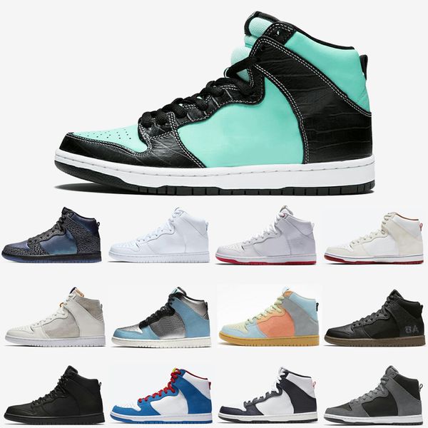 

new skateboard basketball shoes doraemon platform shadow obsidian high dunk triple black iridescent men women sport trainers sneakers 36-45