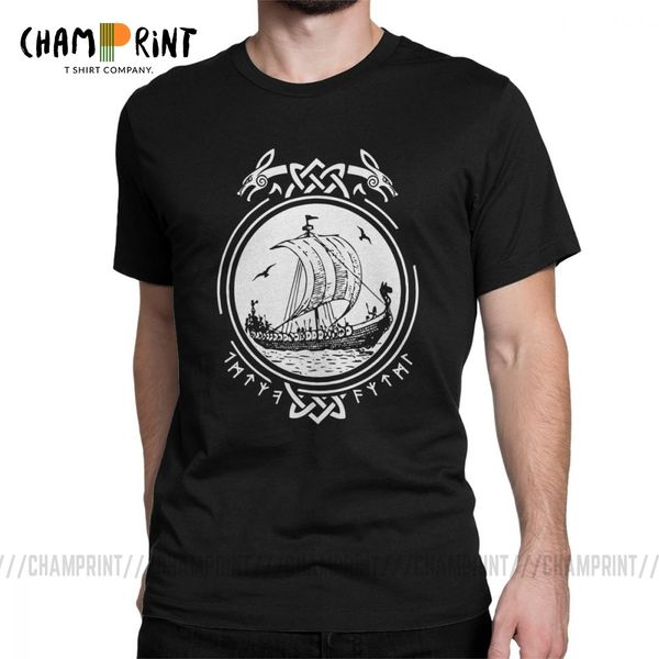 

sport wikingerschiff boot runen wikinger vikings t shirt men cotton novelty t-shirts round neck tees short sleeve clothes graphic