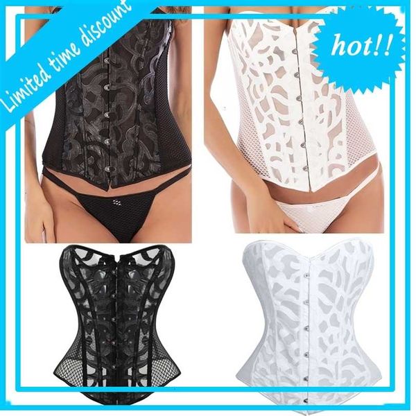 

new high elasticity corset bustier waist trainer push corselet breathable fabric lingerie lace up overbust, Black;white
