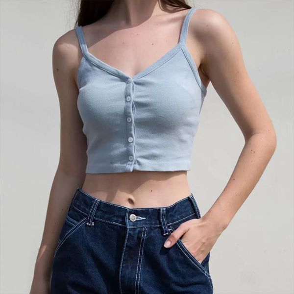 

new fashion tank women button up crop camis drop shipping good quality women clothes, White
