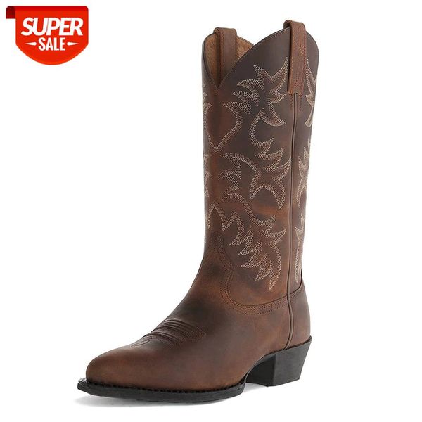 

men boots high heel 2020 autumn winter embroidered middle tube europe and north america western cowboy boots men footwear #cn3i