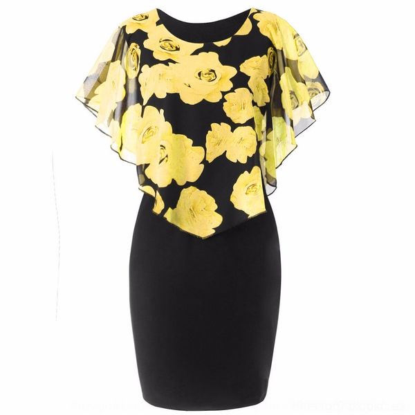 

wqexb 2020 size shawl dress women's slim-fit hip-covered large size 2020 rose dressshawl printed printed women's slim-fit hip-cove, Black;gray