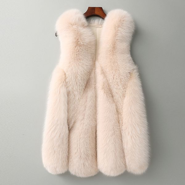 

zadorin new arrival long faux fur vest fluffy jacket plus size women slim fake fur coats artificial fur gilet 201028, Black