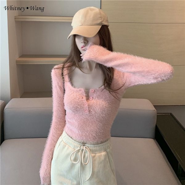 

whitney ван свитера 2020 осень зима мода streetwear sexy crop top soft микрофибры тонкий свитер женщины перемычка пуловер, White;black