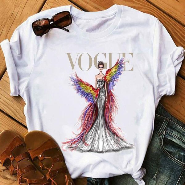 

корейские женщины vogue t рубашка мода печати урожай футболка забавная футболка harajuku летняя футболка femme tops рубашки, White
