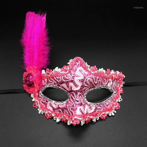 

party masks 8 color mask feather flower wedding carnival performance costume lady masquerade 1