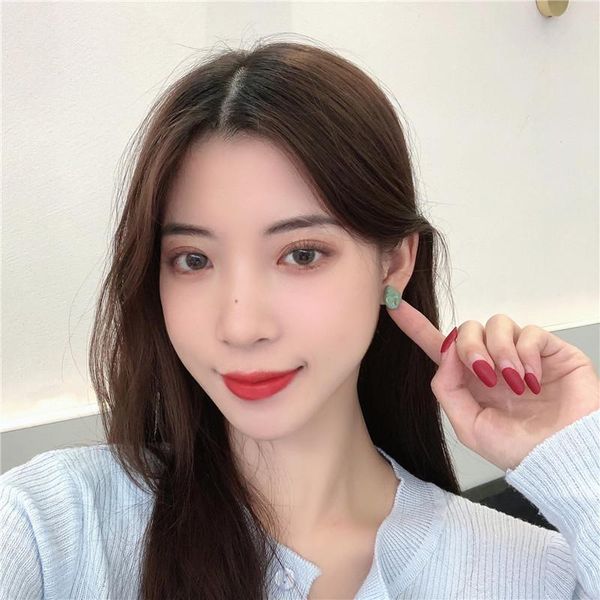 

stud timeonly irregular enamel earrings green oil metal earring minimalist jewellery for women girls anniversary gifts 2021, Golden;silver