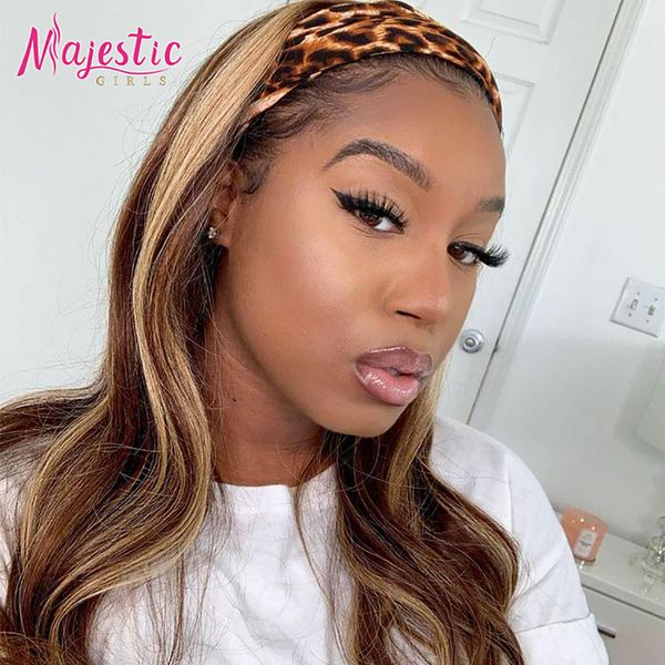 

lx brand headband wig human hair scarf wig straight human hair 4/27 colored wigs for black women 150 density full machine made wigsfactory d