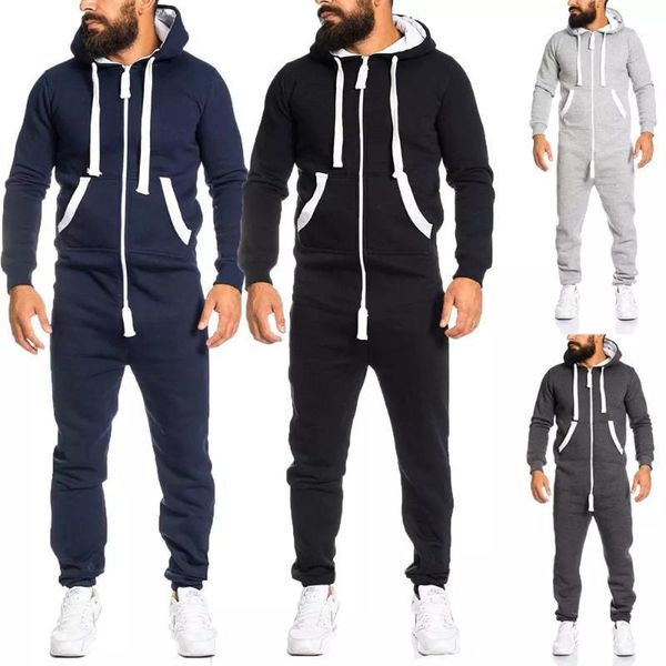 

zogaa autumn mens casual one-piece sports suit zipper home large size fashion casual simple all-match new men clothing1, Gray